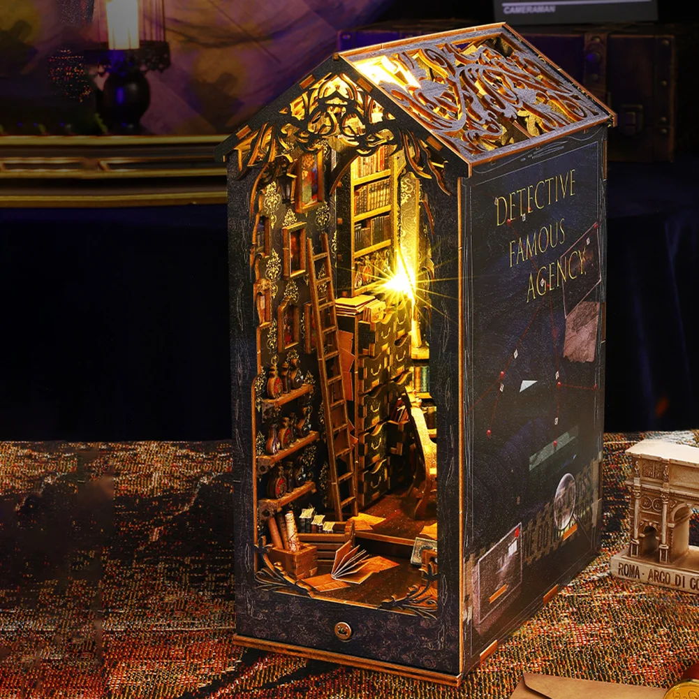 DIY Detective Books Nooks Kit With Sensor Light Personalized Decorative Handicrafts For Bookshelf
