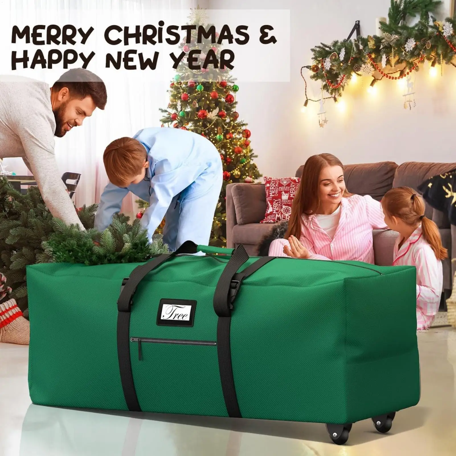 

Christmas Tree Bag Waterproof Dustproof Container Christmas Tree Storage Bag With Wheels For Garland Travel Outdoor College