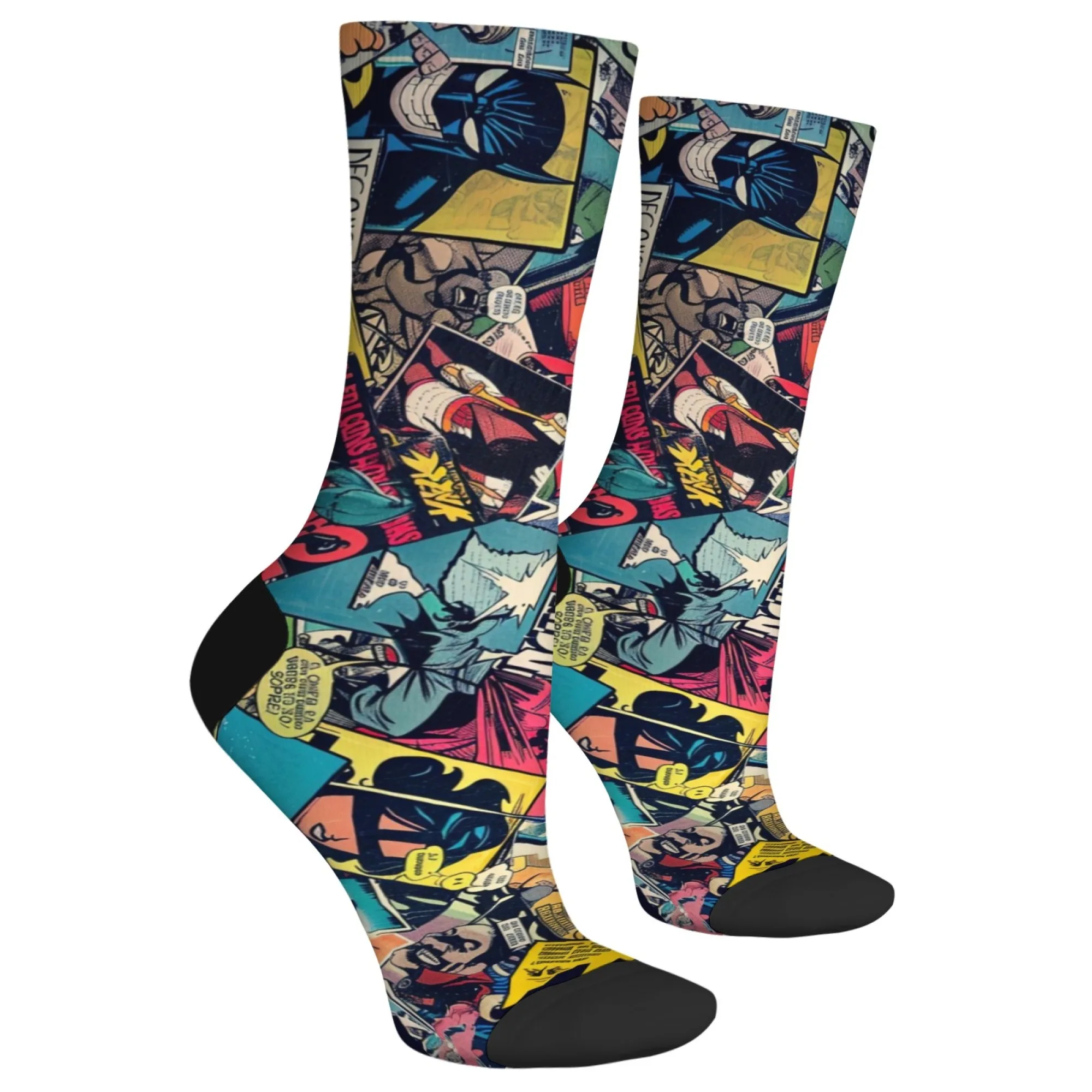 原宿ヒップホップレトロコミックプリントソックスノベルティハッピーファニークルソックス快適暖かいユニセックスカジュアルファッションソックスパーティーギフト
