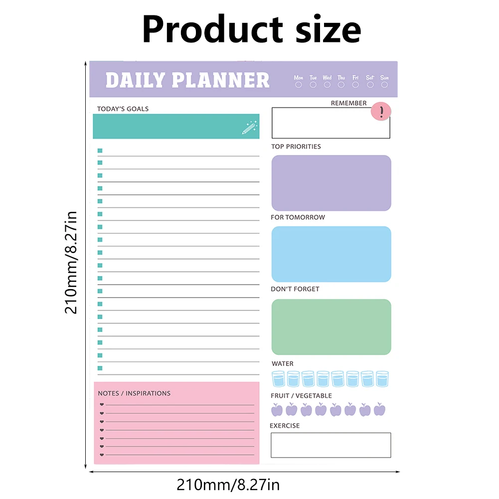 60 ورقة/كتاب مخطط يومي ممارسة هياكل مرنة للقيام قائمة العمل المنظم دراسة مكتب الجدول الزمني كتابة مذكرة المفكرة