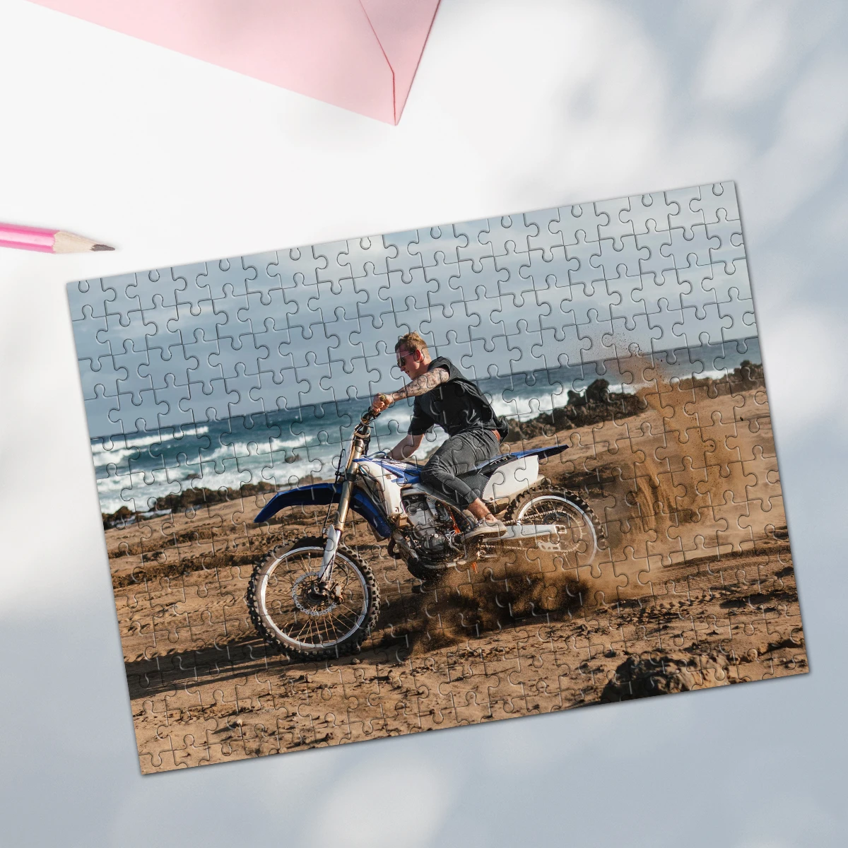 35/300/500/1000 Stück personalisiertes individuelles Fotopuzzle für Erwachsene, Kinderspielzeug, Wüstenmotorrad-Souvenir, ein einzigartiges Geschenk für die Familie