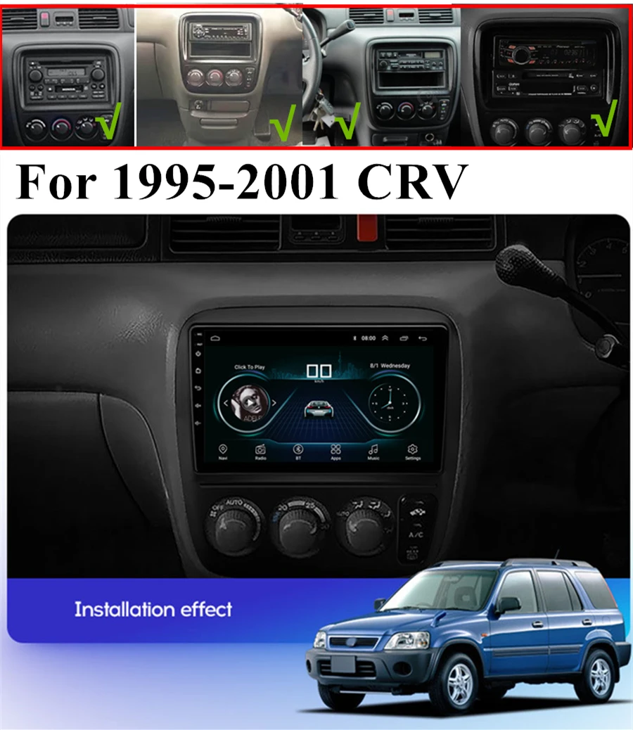 Android 10.1 Quad-core RAM 1GB ROM 16GB 9'' Car Stereo Radio WIFI GPS Mirror Link FM For Honda CR-V CRV 1995-2001