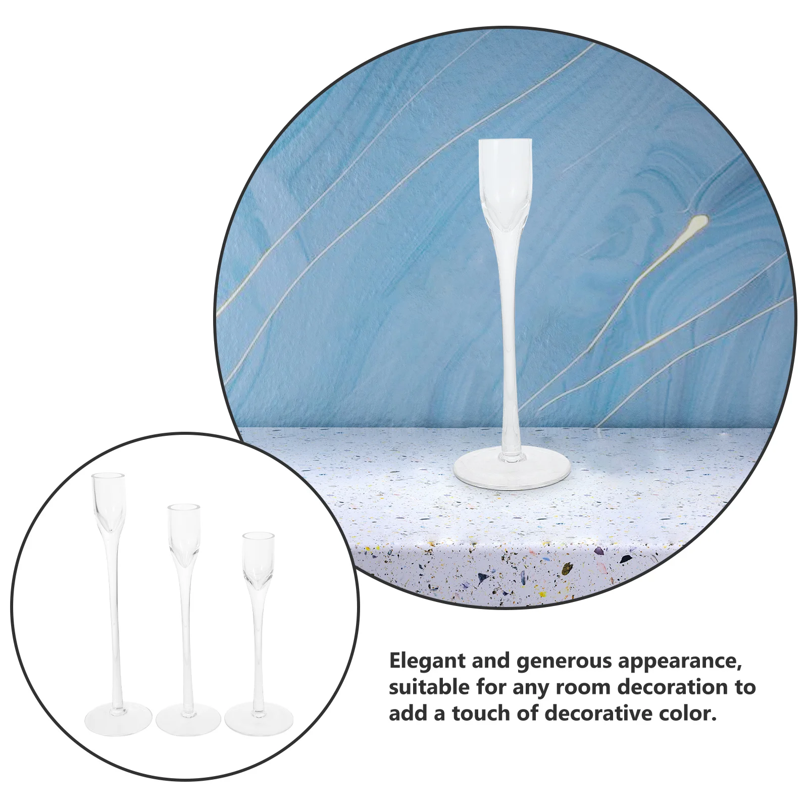 

3Pcs Glass Romantic Wedding Holders Pillar Stand Table Centerpiece Home Decoration Candlestick Modern Candleholder