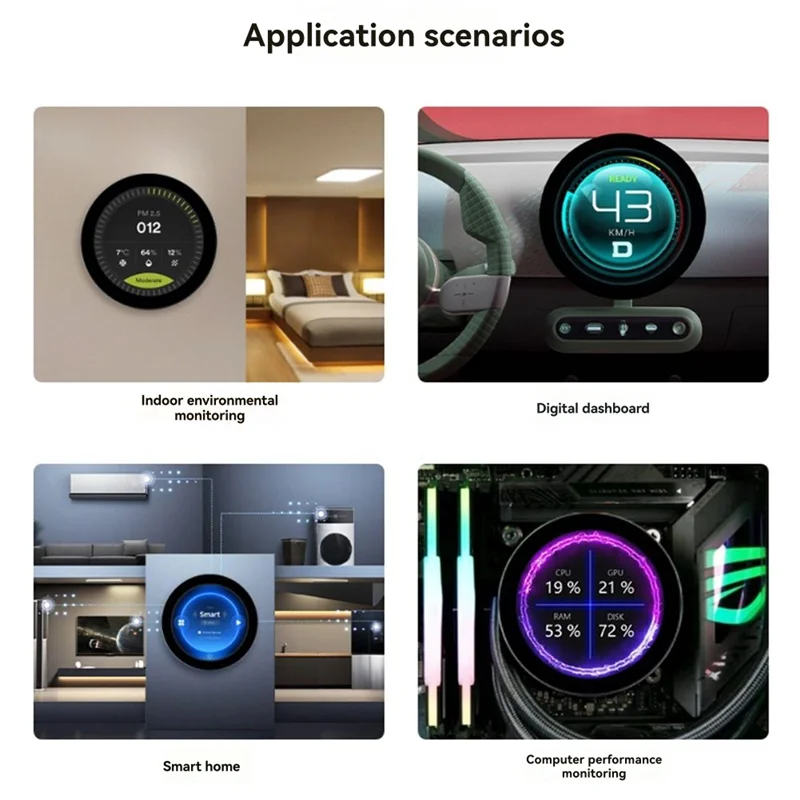 A13E-4Inch Round Touch Screen Display 800X800 IPS Resolution 10-Point Multi-Touch Deepseek AI Voice Interaction Support