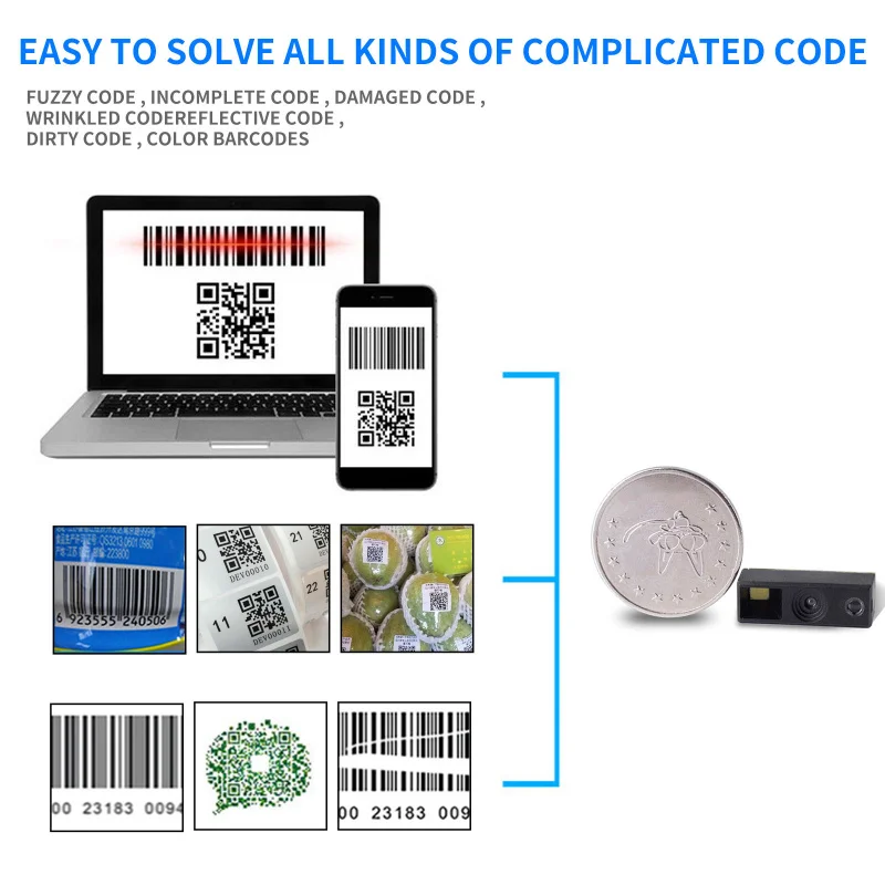 Embedded 2D Scan Engine OEM 2D Barcode Scanner Module White Light USB/RS232 1D.2D.QR 200times/sec CMOS 644*488