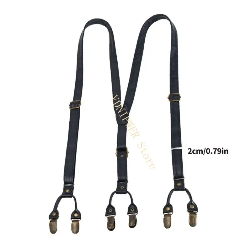 Mangueras 6 clip ajustables para hombres Correa cuero PU vintage D08E