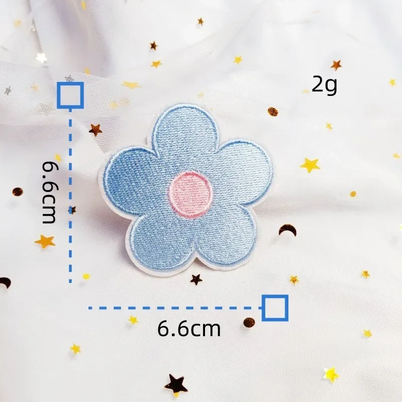 Computer Embroidery Sticker Colorblock Flowers Embroidered Fabric Patches Clothing Decorations Diy Phone Case Bags Accessories