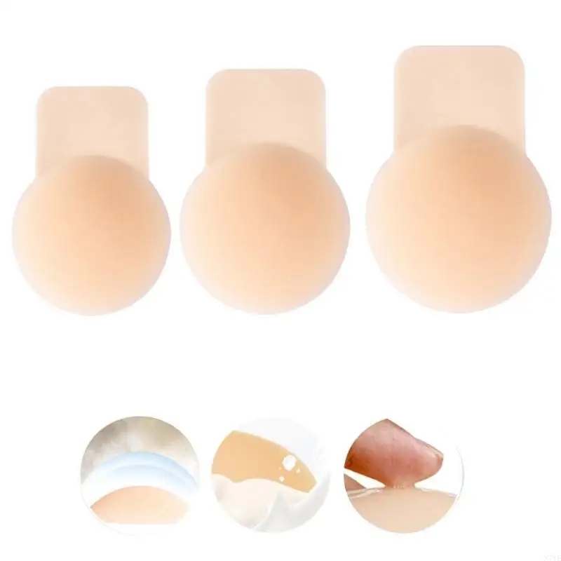 

N7YE Round Reusable Bust Lift Nipple Cover Push Up Invisible Bra Strapless