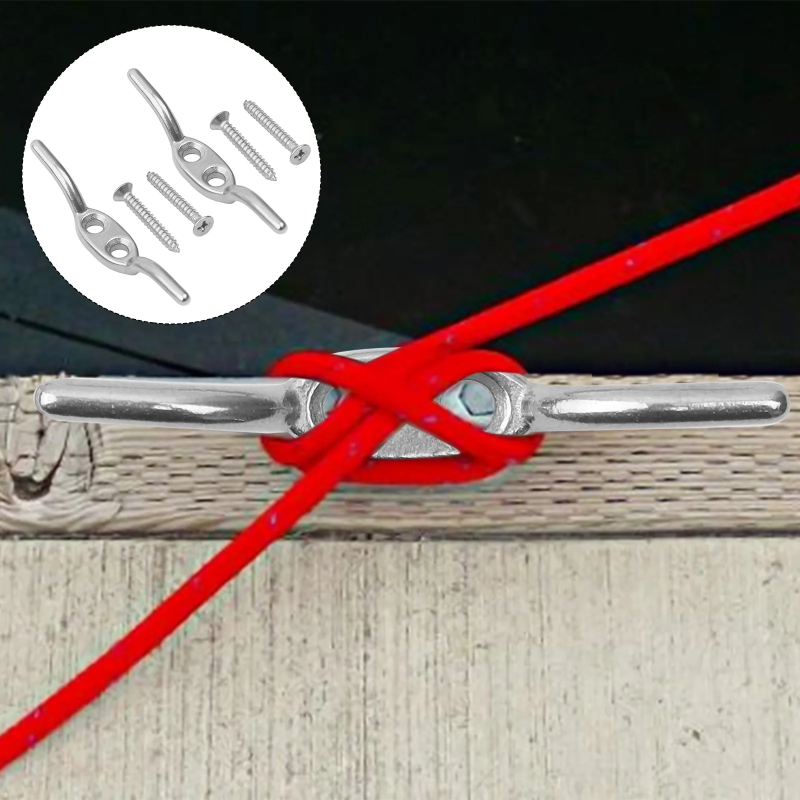 2pcs Stainless Steel Flagpole Cleat Hook Flag Rope Cleat Sailboat Sailing Mast Halyard Boat Securing Tie Down Tarps Awnings