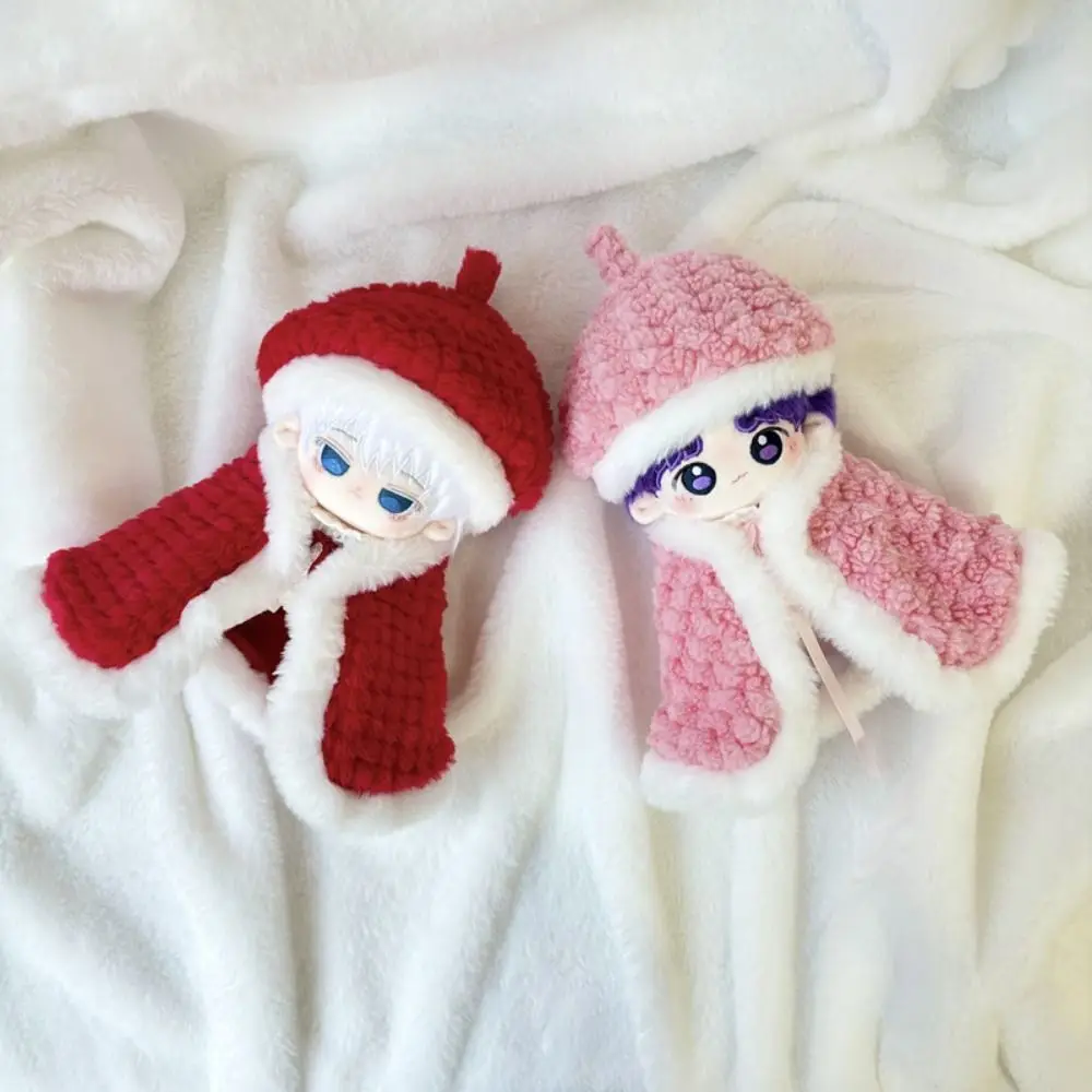 Creative 20CM Clothes Pink Red Changing Dressing Game Cloak Photo Props Replacement Outfit Shawl Cap Set Cotton Dolls