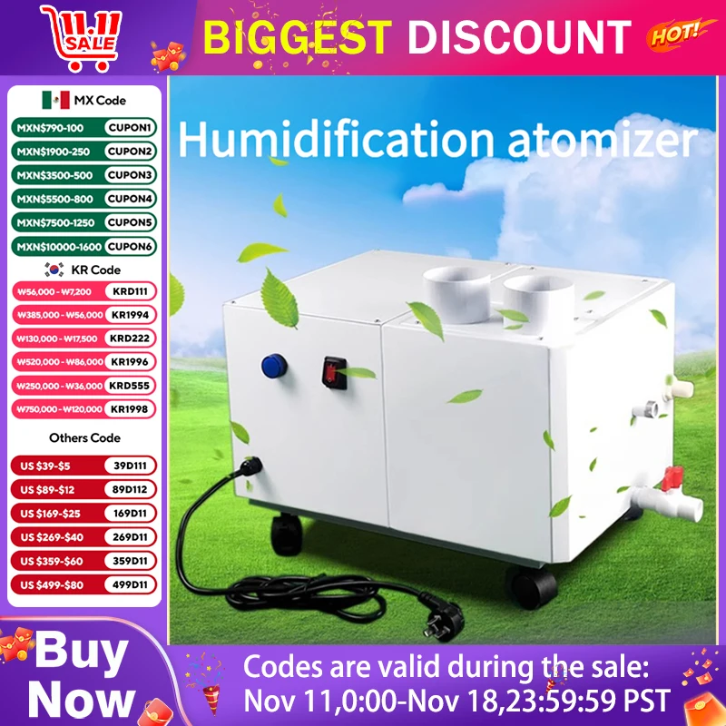 Industrial Ultrasonic Humidifier Fog Machine Mist Supermarket Vegetables Keep Fresh Buffet Hotpot Humidification Equipment