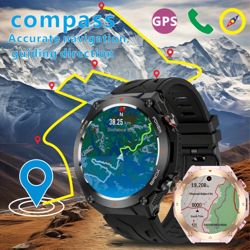 new GPS smartwatch features a 1.45 ultra-high-definition display, compass Bluetooth call, 650mAh, and is compatible For  Android