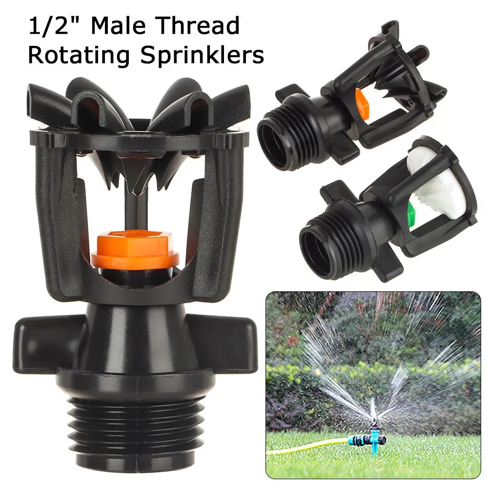 

Lawn Garden Supplies Farm 1/2" MaleThread Watering Nozzles 360° Rotary Water Spray Sprinkler Rotating Sprinklers