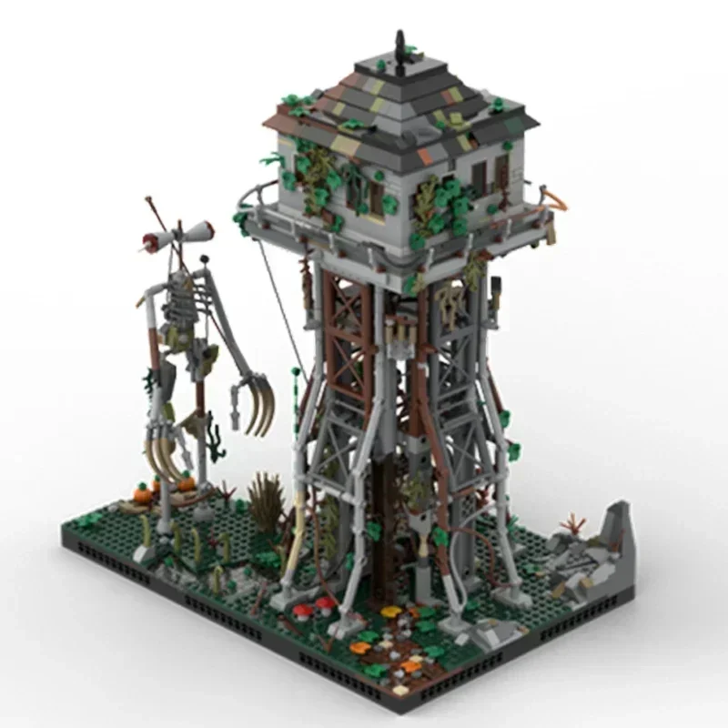 Moc Building Blocks Modular Street View ทิ้ง Watchtower การวิเคราะห์อิฐ DIY ประกอบของเล่นก่อสร้างสําหรับวันหยุดเด็ก