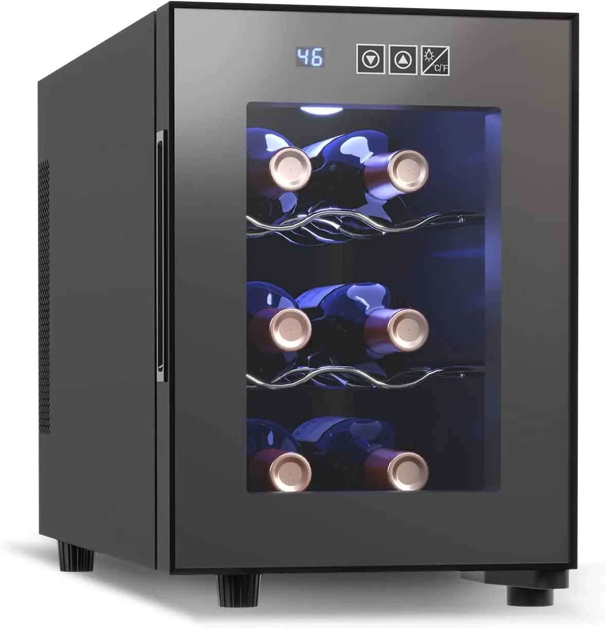 

6 Bottle Wine Cooler, Wine Fridge Small with Digital Temperature Control, 46-66℉, Countertop Wine Cooler Refrigerator, Mini Free