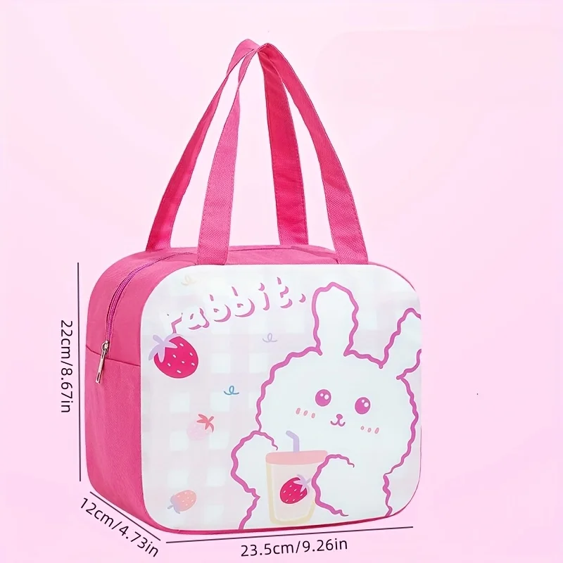 1pc cartoon Lunch Bag, Hand-Held Insulated Lunch Box Bag, Cute Lunch Box Bag with Meals