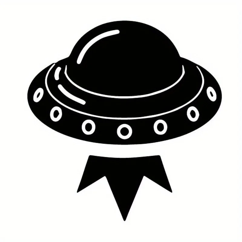 

2D Flat UFO Spaceship Waterproof Sunproof PVC Sticker, Durable Decal for Vehicle DIY Decoration