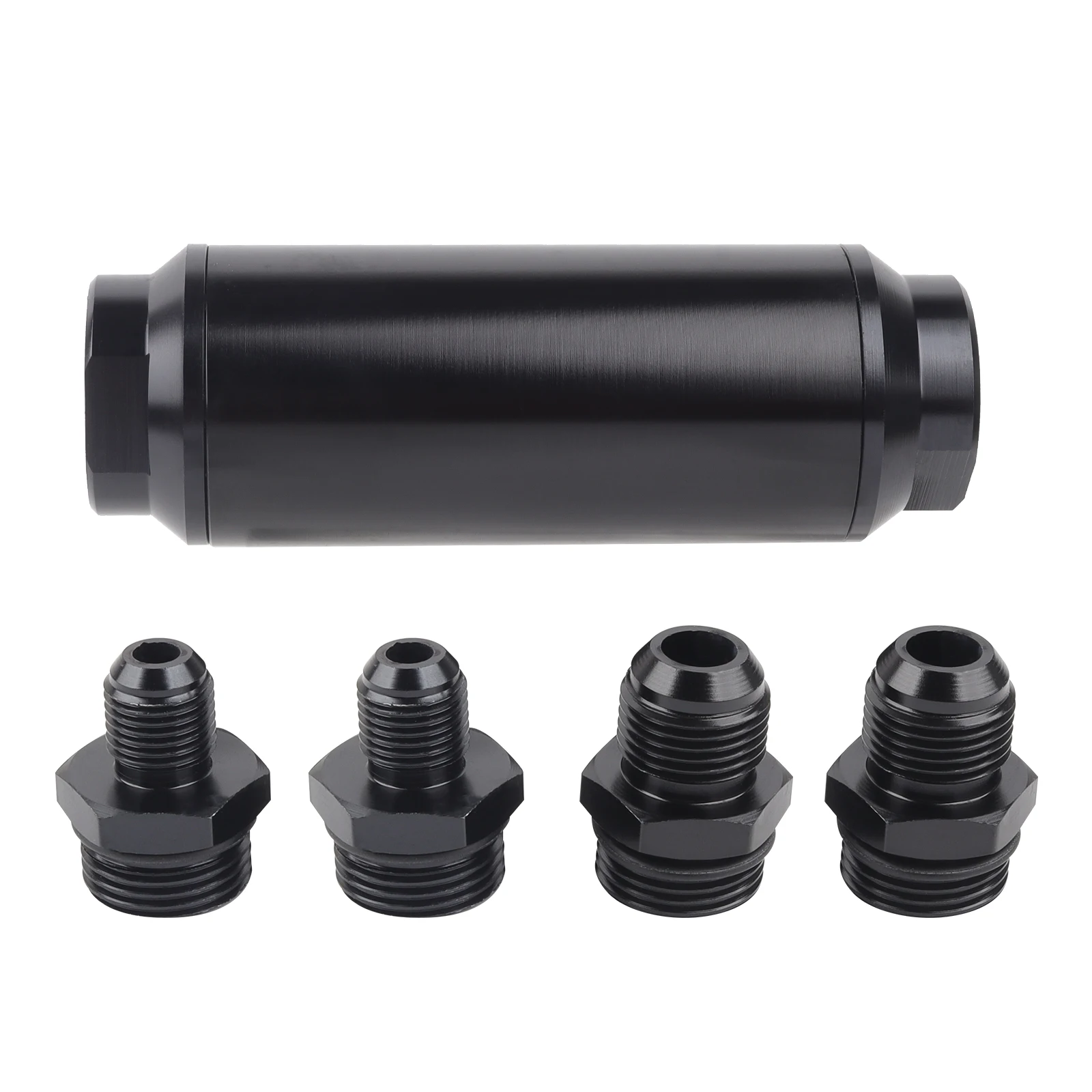 

AN8 or AN6 high-flow racing/rally/competitive aluminum alloy fuel filter with mounting bracket and AN10 AN8 AN6 adapter.