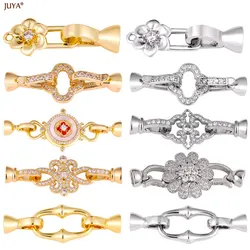JUYA New Zircon Hooks Connectors Copper Plated Gold Silver Clasps Fastener For DIY Needlework Pearls Jewelry Making Accessories