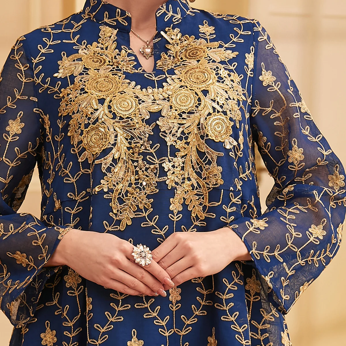 Vestido musulmán Eid Abaya para mujer, caftán Djellaba turco, Túnica árabe saudita Eid Djellaba Ramadán, maxivestido bordado islámico Jalabiya