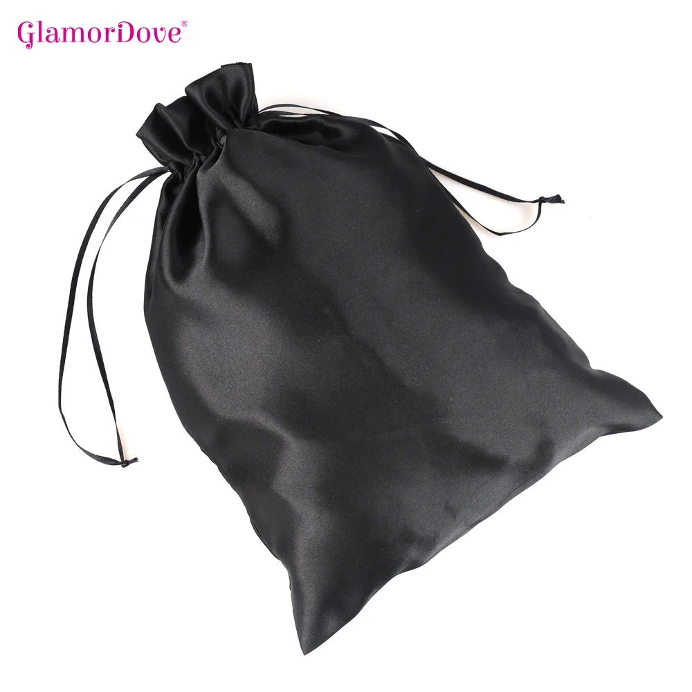 10Pcs Silk Satin Hair Extension Packaging Bags Wig Storage Bags with Drawstring Travel Bags Soft Silk Satin Pouches