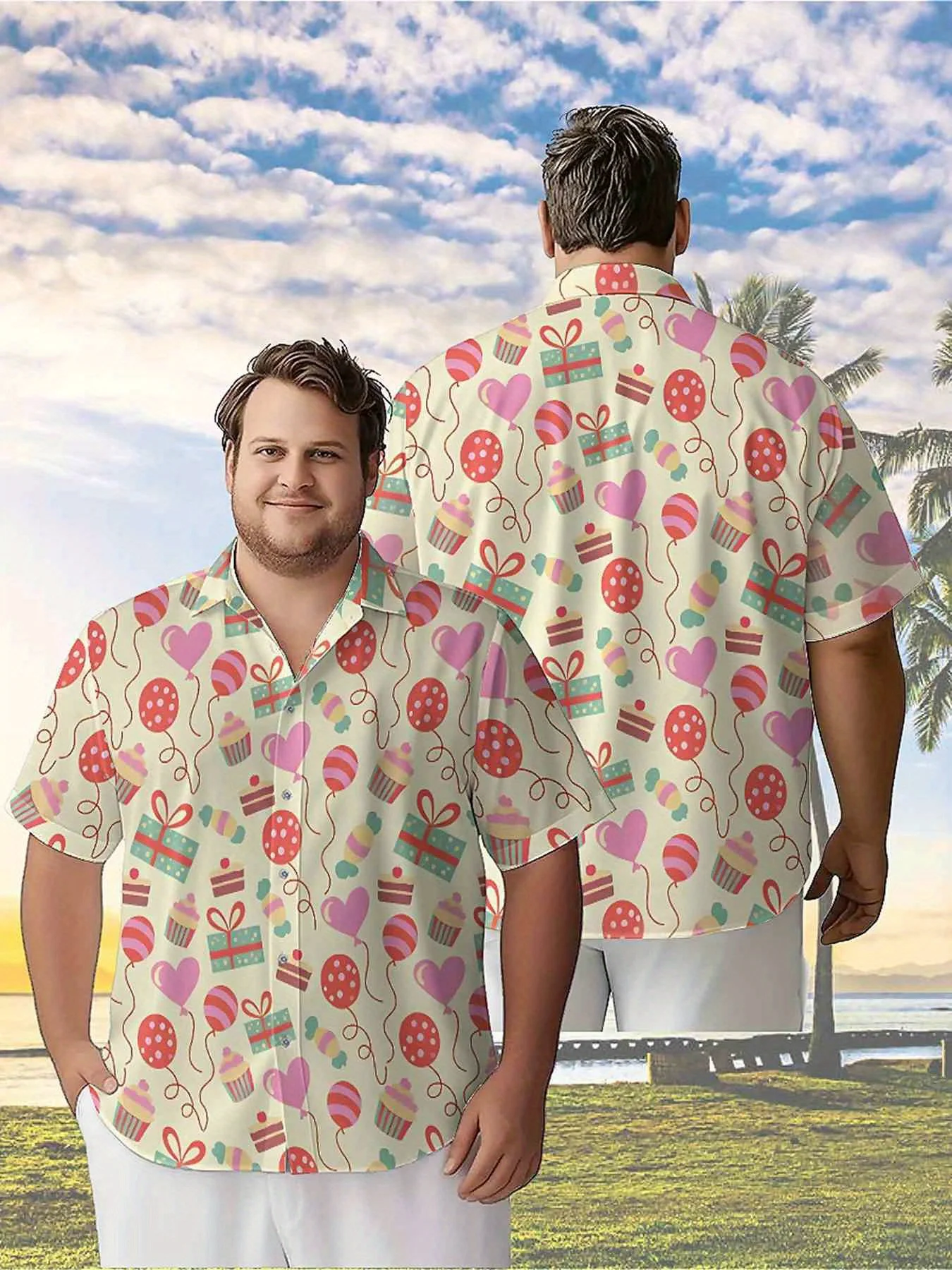 

Men's Plus Size Hawaiian Shirts Celebrate Birthday pattern,Premium Comfort Youth Clothes,Streetwear Y2K Tops