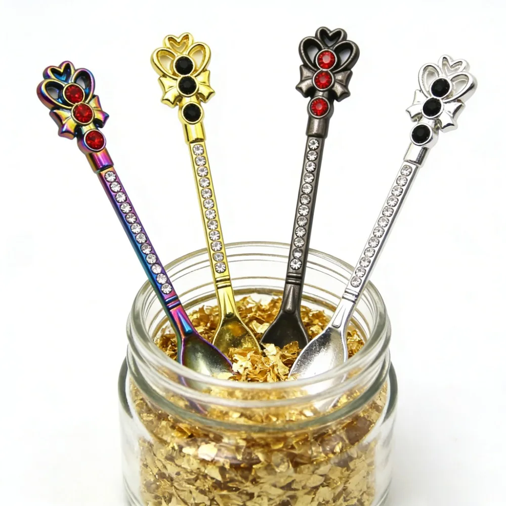 

4Pcs 8.2cm Creative Butterfly Design Metal Oil Spoon Small Shovel Smoking Accessories Kitchen Gadgets
