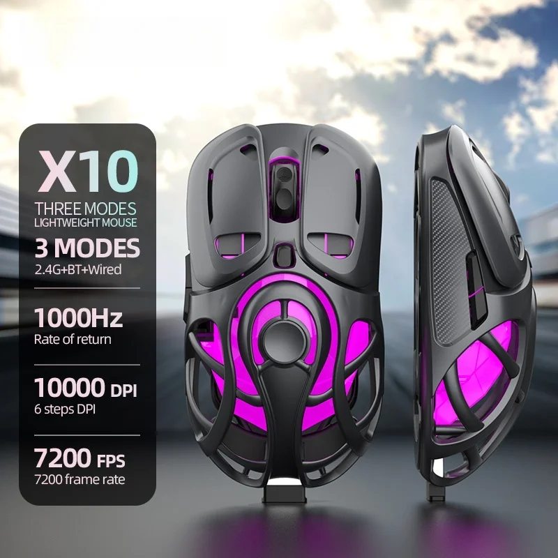 

Xiaomi X10 Bluetooth Беспроводная трехрежимная мышь Легкий скелетный дизайн Портативная игровая мышь для ПК Android IOS Универсальная