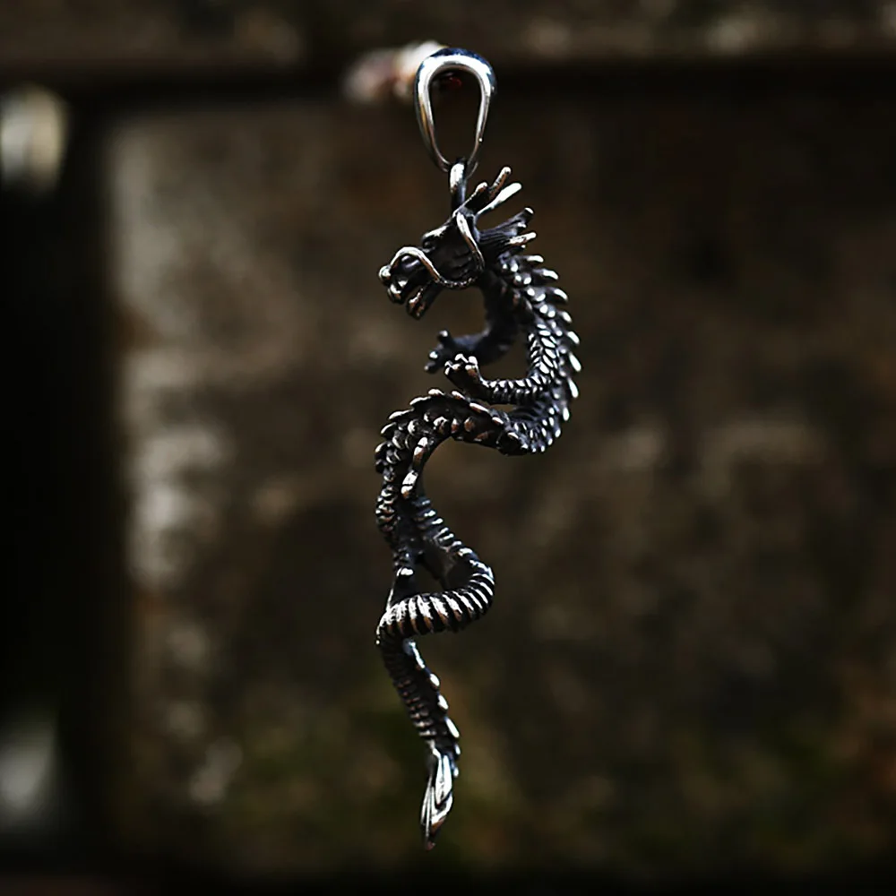 Vintage 316L Stainless Steel Dragon Sword Pendant Necklace For Men Women Punk Biker Domineering Amulet Jewelry Gift Dropshipping