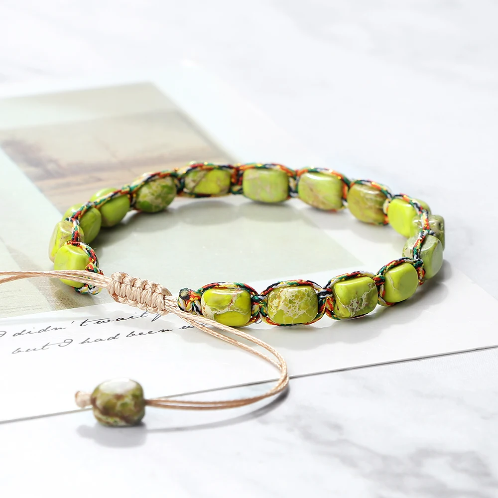 Bohemian Imperial Stone Beaded Bracelet Handmade Braided String Bangles Friendship Jewelry Gift Vintage Design Strand Bracelets