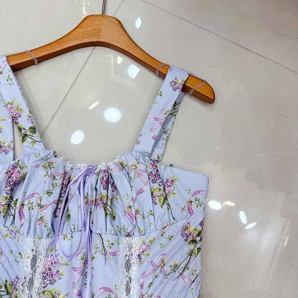 فساتين قصيرة لطيفة مطبوعة للتخسيس من TWOTWINSTYLE للنساء بياقة مربعة بدون أكمام بخصر عالٍ فستان حلو للسيدات جديد KDR537537