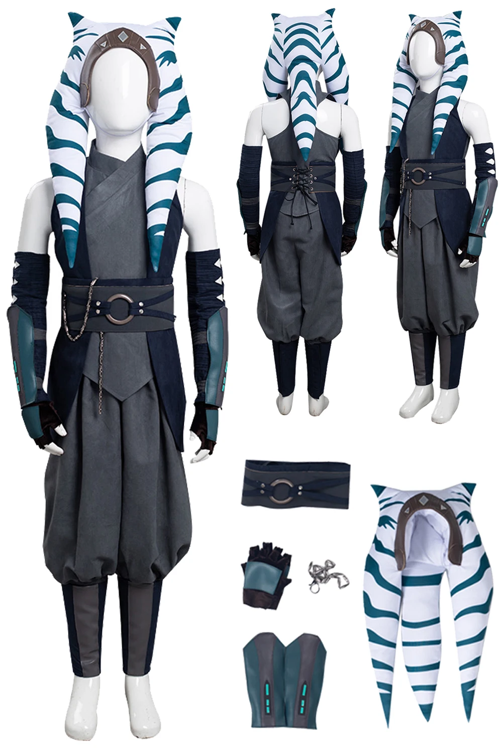

Asoka Cosplay Kids Girls Fantasia TV Bounty Hunter 2 Female Superhero Disguise Child Fantasy Halloween Carnival Party Clothes