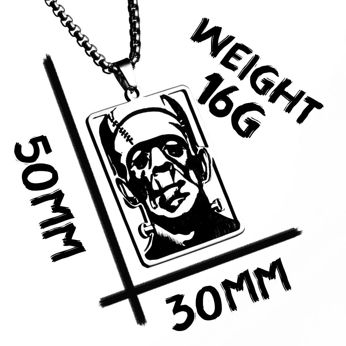 فرانكنشتاين الجوف الرجال القلائد الفولاذ المقاوم للصدأ قلادة سترة سلسلة النساء فاسق مجوهرات الأزياء اكسسوارات هدايا بالجملة