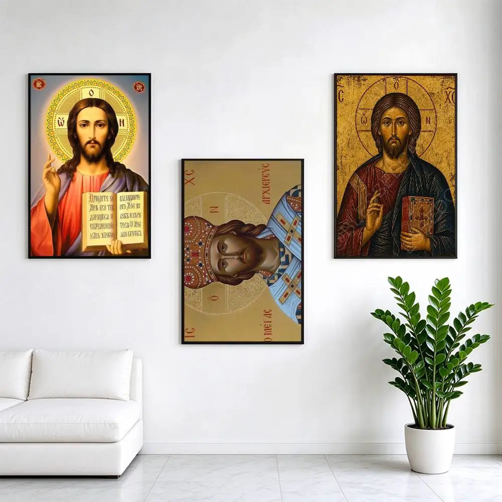 Orthodox Jesus Icon  Poster High Quality Dorm Living Room Aesthetic Wall Decoration Painting Stickers Gift