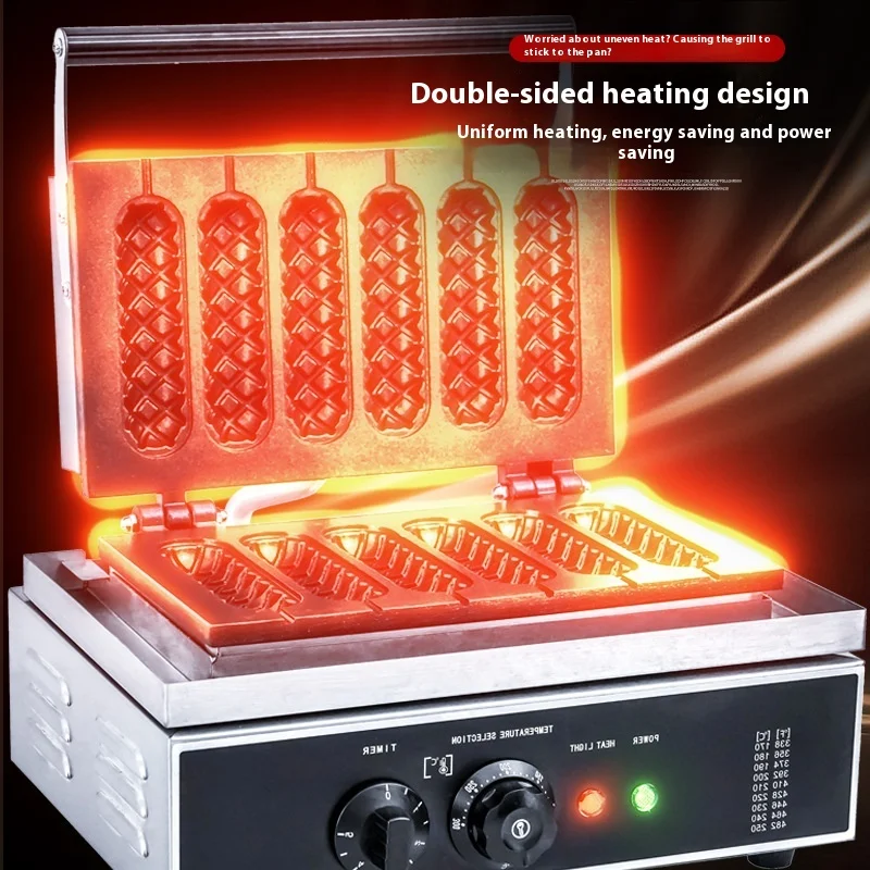 Pembuat Waffle Stick Renyah Berkualitas Tinggi Pembuat Pancake Komersial Pemanasan Merata Efisien Lapisan Anti Lengket Mesin Pembuat Waffle