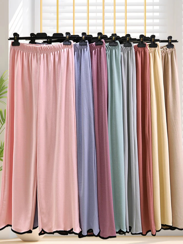 

Women's Thiened Loose Long Pants All-Match Winter Home Clothes Pure Color plus Size Casual Pants High Waist Wide Leg Pants