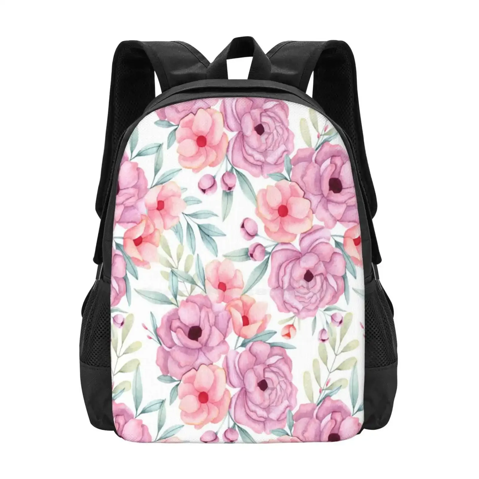 

Floral Hot Sale Schoolbag Backpack Fashion Bags Floral Watercolor Flower Patterns Violet Flower Nature Botanical