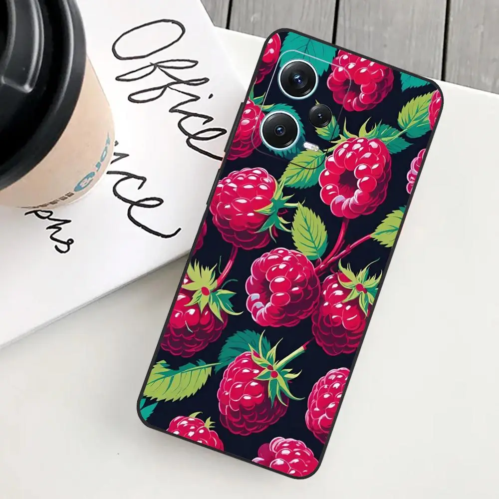 Fruit Party Phone Case For Redmi Note 13 Pro Plus 12 11 A3X A1 A2 13C 12C Black Cases