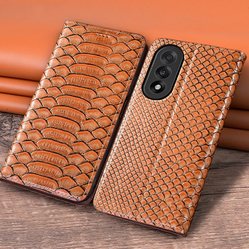 

For OnePlus Nord 5 CE5 5G Flip Case Python Pattern Magnetic Cover Luxury Cowhide Genuine Leather Card Pocket Wallet Cases Covers