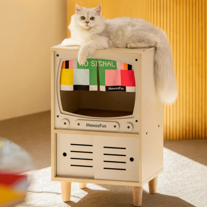 Human and Cat Shared Nest, Bedside Table, Double layered Furniture, Wooden House