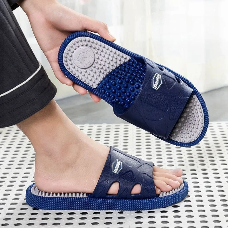 Four Seasons Universal Men's Massage Slippers - Non-Slip Bath Sandals for Home Pedicure Therapy