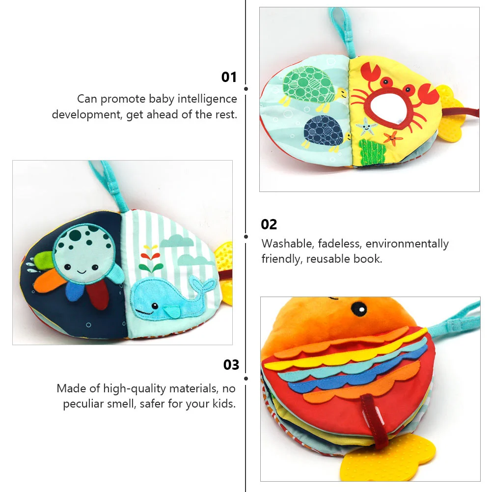 Fish Shaped Fabric Cloth Book Toys for Children Lightweight Early Education Baby First Reusable Washable