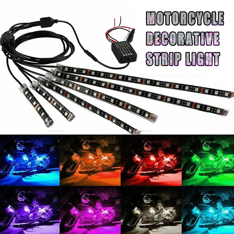 72LED Under Glow Light Kit RGB Neon Ambient Decorative LED Strip Light Remote Control for ATV SUV Motorcycle Car Interior Light