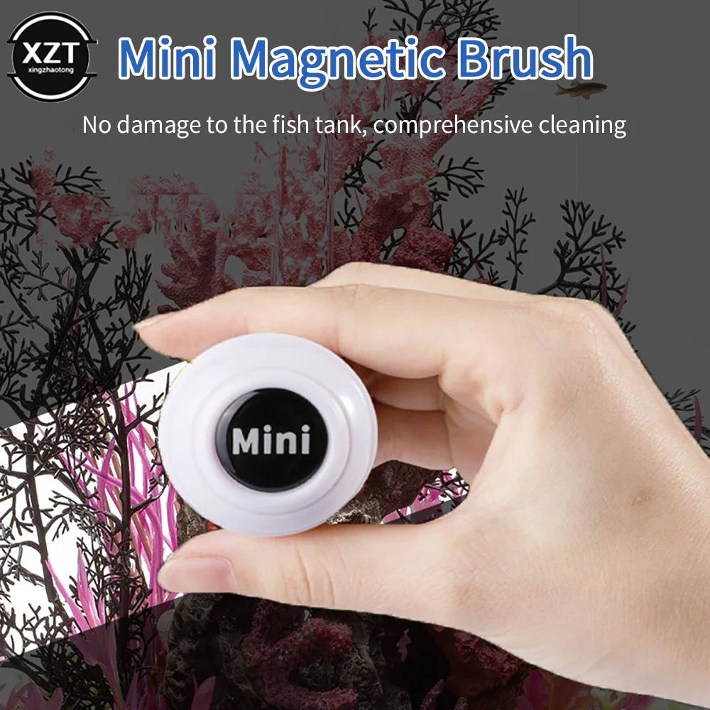 Mini Aquarium Magnetic Brush Glass Floating Algae Scraper Curve Glass Cleaner Scrubber Tool Fish Tank Glass Cleaning Magnet