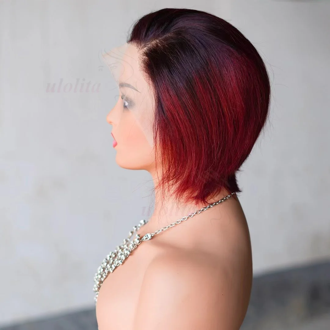 99JPixie Cut 13x4 Transparente Lace-Front-Perücken für Frauen, kurze Bob-Perücke, Inidan, vorgezupfte Lace-Frontal-Perücke aus Echthaar, 200 Dichte – Detail 30