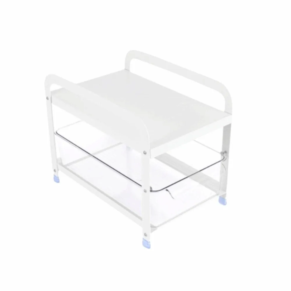 Carbon Steel Kitchen Sink Rack PET Clear Drawer Two Layers Pull Out Drawer Basket Anti Slip Foot Under Counter Organizer