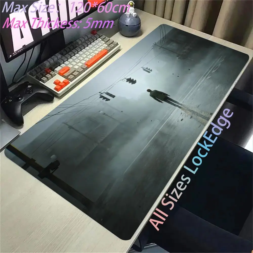 Locking edge Silent Hill 2 Mouse Pad Gamer Large HD Print Computer Desk Mat Locking Edge Keyboard Pad 900x400mm