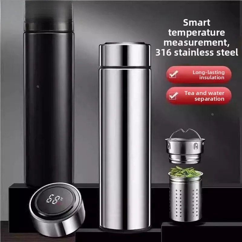 Large Capacity Stainless Steel Insulated Tea Water Separation Business Carrying Men's Cup New Model Double Cover Tea Cup