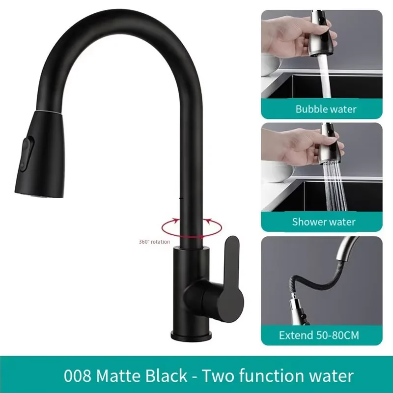 Pull‑Down Kitchen Faucet High Arc Swivel Spout, Single Handle Durable & Easy‑to‑Clean for Home Kitchen