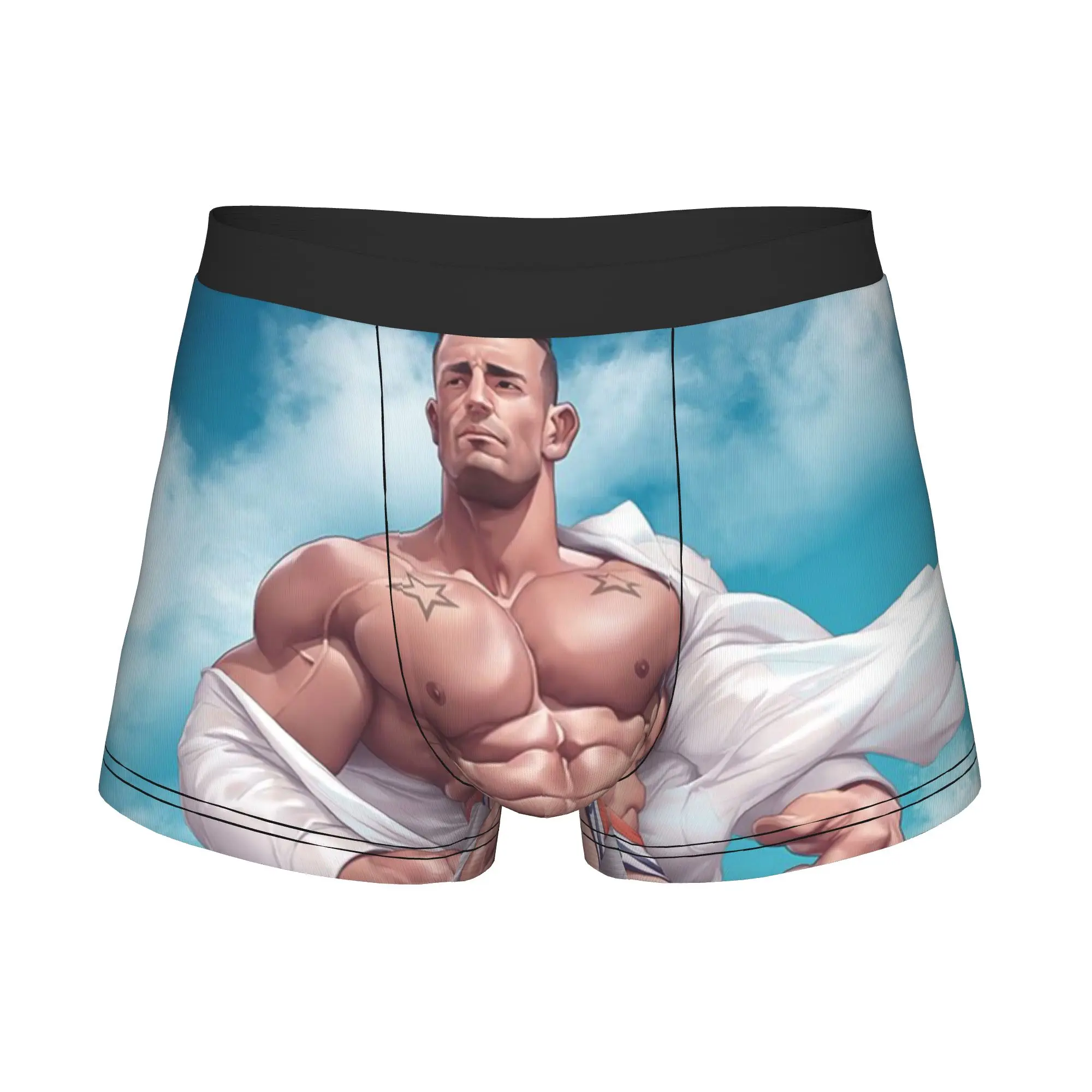 Male Funny Handsome Sexy Hunk Nude Male Gay Art Underwear Muscled Man Pride Boxer Briefs Breathable Shorts Panties Underpants